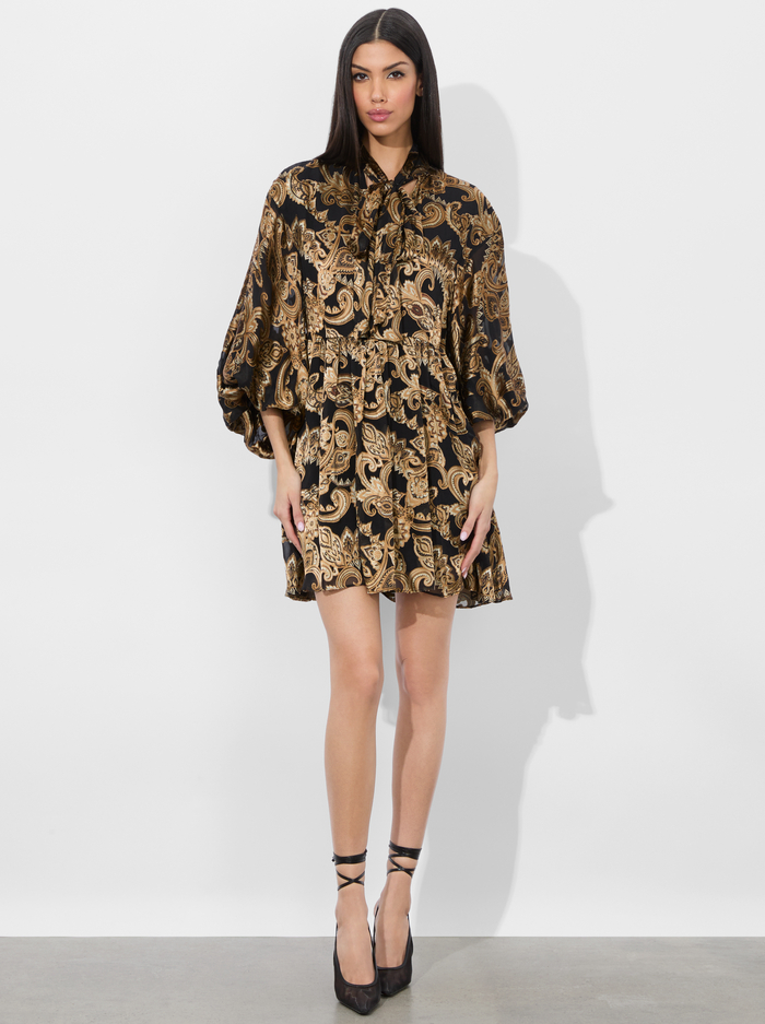 OPAL TUNIC DRESS - SPRING PAISLEY BLACK - Alice And Olivia
