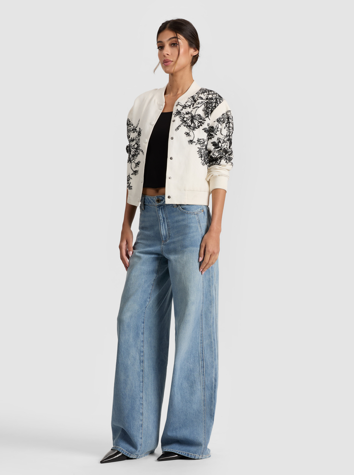 KERI VARSITY JACKET - BLOOMING WILD OFF WHITE image 4 - Alice And Olivia
