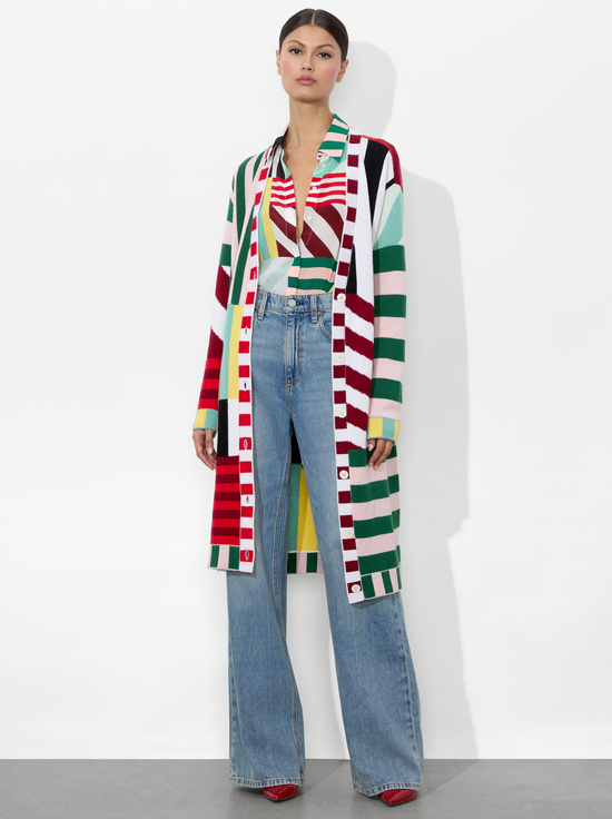 SORBET STRIPE-BRADFORD MAXI CARDIGAN