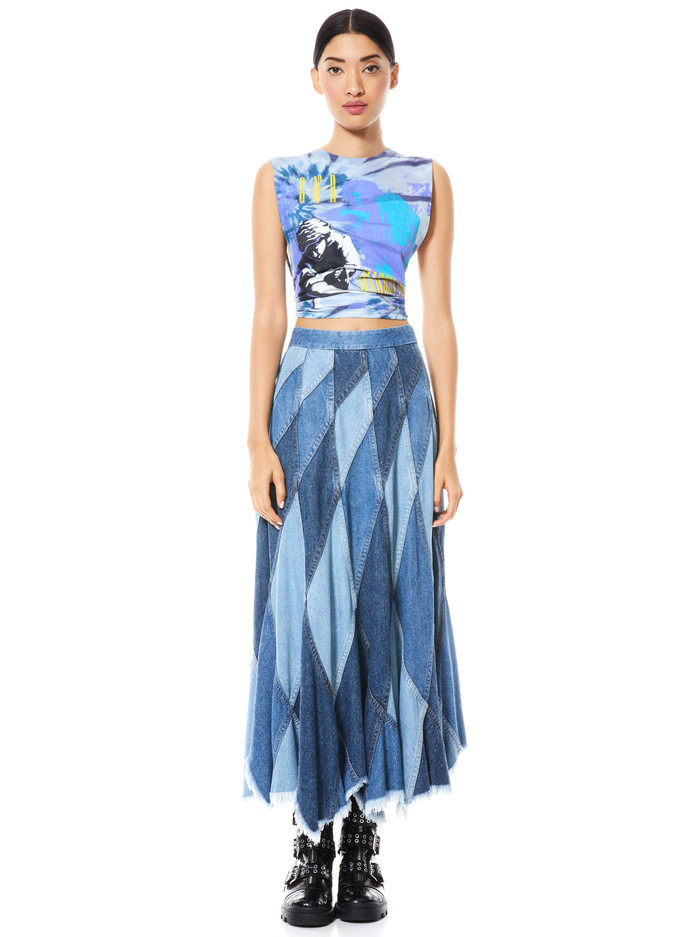 PIERRE PATCHWORK MIDI SKIRT - HAPPY GO LUCKY image 2 - Alice And Olivia