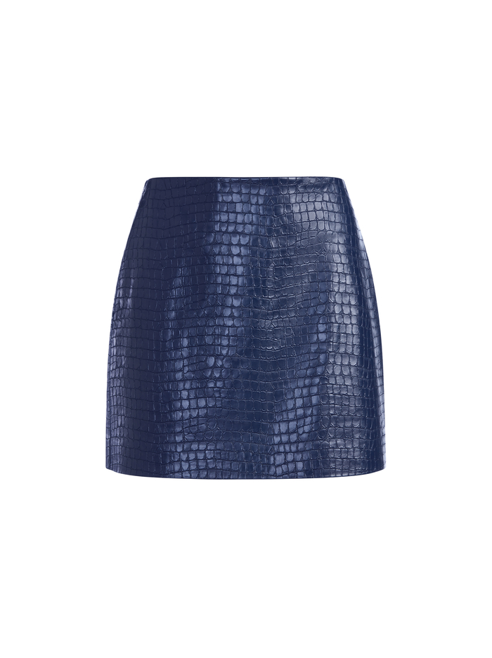 ELANA VEGAN MINI SKIRT - NAVY image 5 - Alice And Olivia