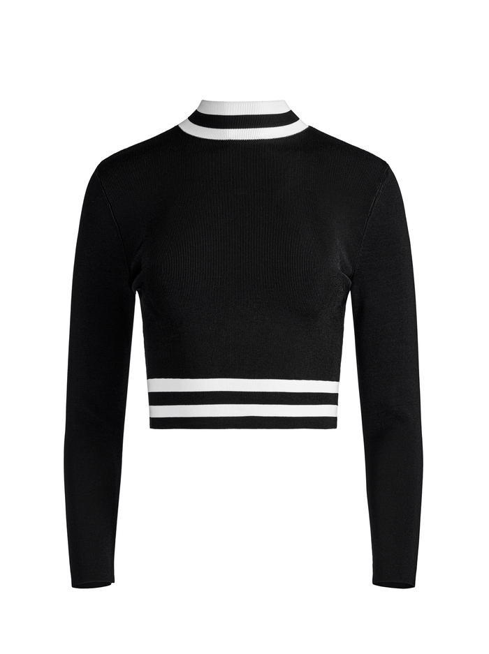 KARIN CROPPED PULLOVER - BLACK/SOFT WHITE image 5 - ALICE + OLIVIA