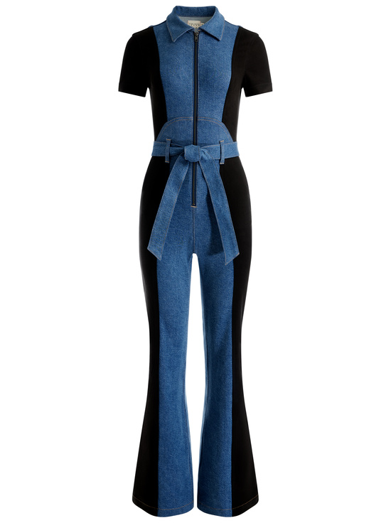 BLACK/LIANA BLUE-GORGEOUS DENIM JUMPSUIT
