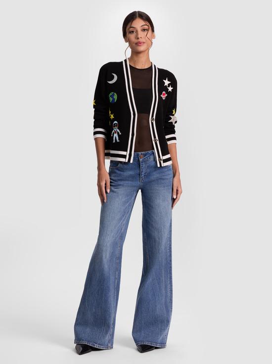 BLACK MULTI-BRADLEY SPACE STACEFACE CARDIGAN