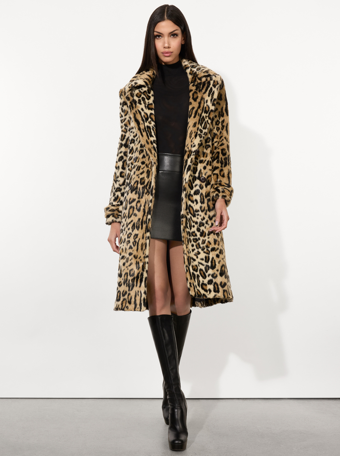 NICHOLAS FAUX FUR COAT - CAMEL/BLACK JAGUAR - Alice And Olivia