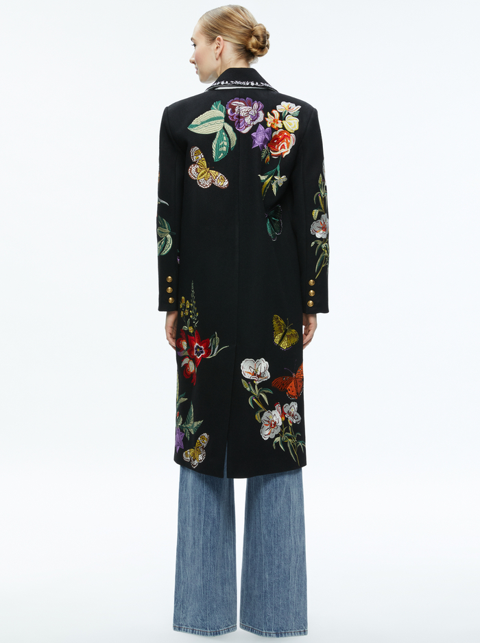 NICHOLAS EMBROIDERED OVERSIZED COAT - BLACK/MULTI image 1 - ALICE + OLIVIA
