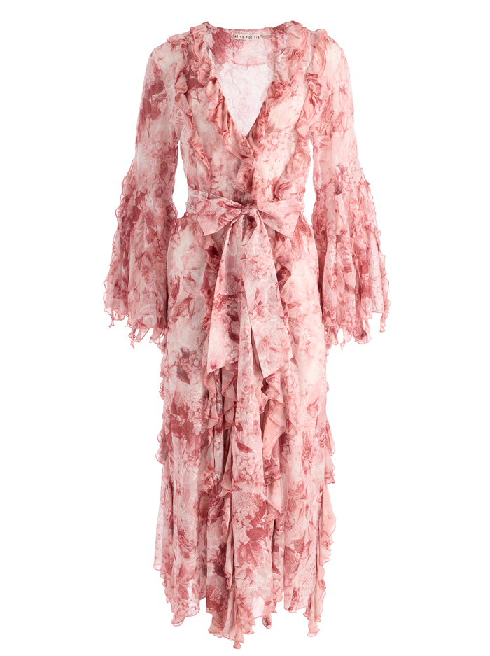 CHER RUFFLE MAXI ROBE - SEA BREEZE ENGLISH ROSE image 6 - ALICE + OLIVIA