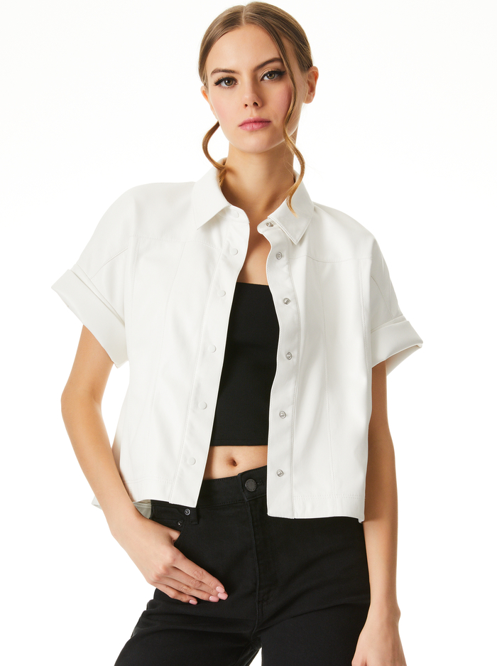 indlæg Converge Falde tilbage Edyth Vegan Leather Button Down In Off White | Alice And Olivia