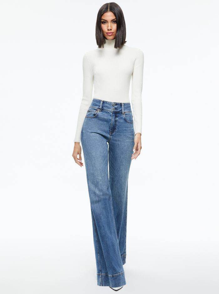 SENAIDA CROPPED MOCK NECK PULLOVER - SOFT WHITE image 2 - Alice And Olivia