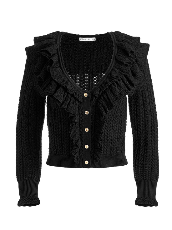 BLACK-EILEEN RUFFLE CARDIGAN