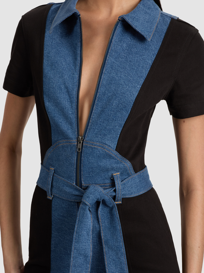 BLACK/LIANA BLUE-GORGEOUS WIDE LEG JUMPSUIT
