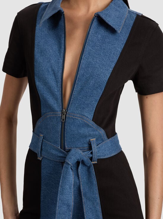 BLACK/LIANA BLUE-GORGEOUS DENIM JUMPSUIT