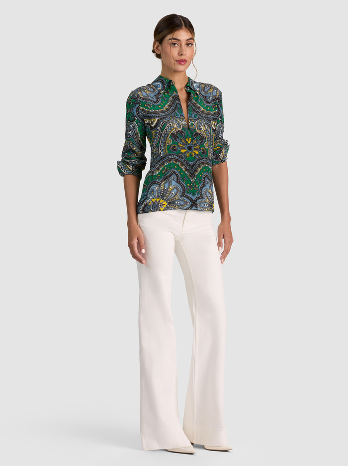 WILLA SILK BLOUSE - BON VOYAGE DEEP EMERALD image 1 - ALICE + OLIVIA