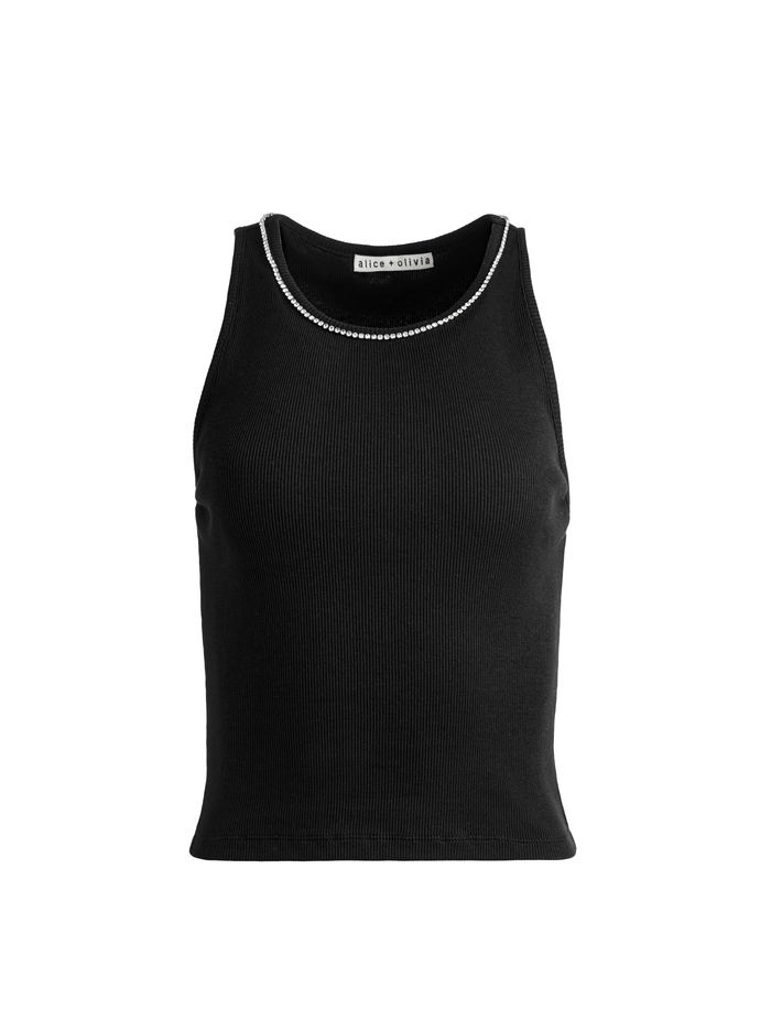 ALLEN EMBELLISHED NECK TANK TOP - BLACK image 4 - Alice And Olivia