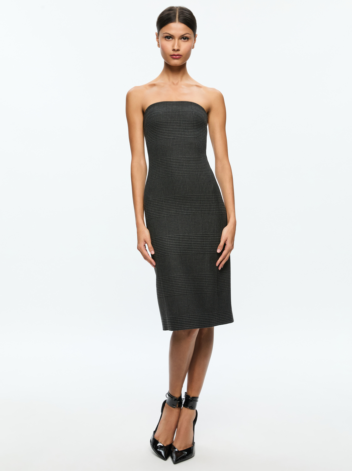 KELLY MIDI DRESS - CHARCOAL GREY MELANGE image 4 - Alice And Olivia