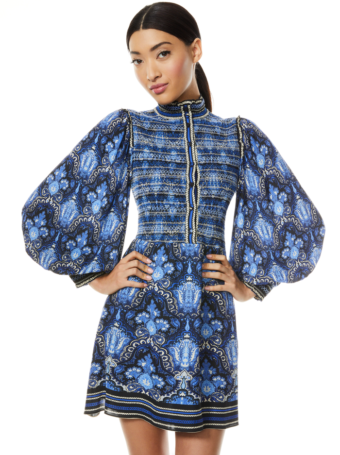 ELVIRA SMOCKED BODICE MINI DRESS - URBAN MEDALLION image 2 - Alice And Olivia