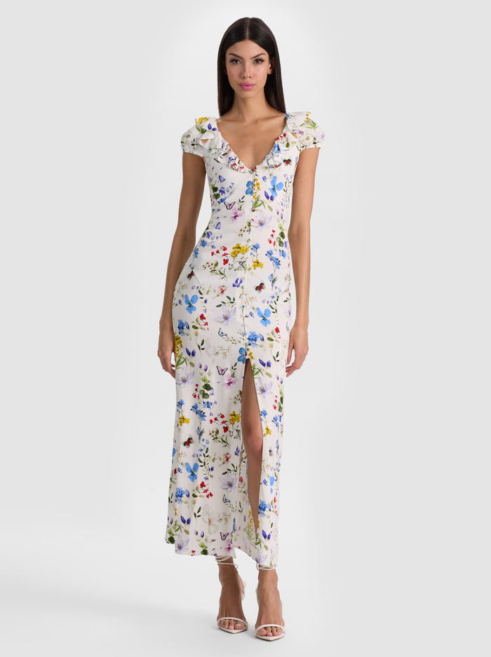 TARA SLIP DRESS - TWISTING VINES OFF WHITE - ALICE + OLIVIA