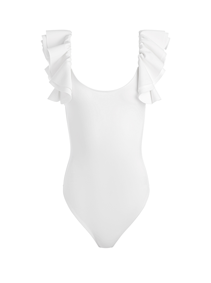 TAWNY RUFFLE BODYSUIT - OFF WHITE image 5 - Alice And Olivia
