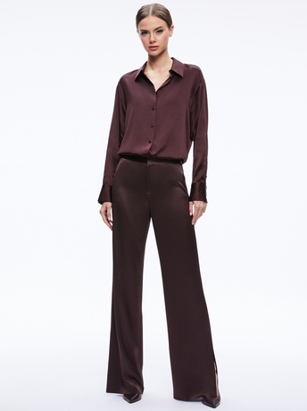 FINELY OVERSIZED BUTTON DOWN SHIRT + JC WIDE LEG SIDE SLIT PANT