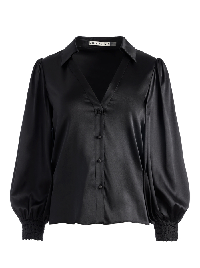 COSIMA BUTTON DOWN BLOUSE - BLACK image 5 - Alice And Olivia
