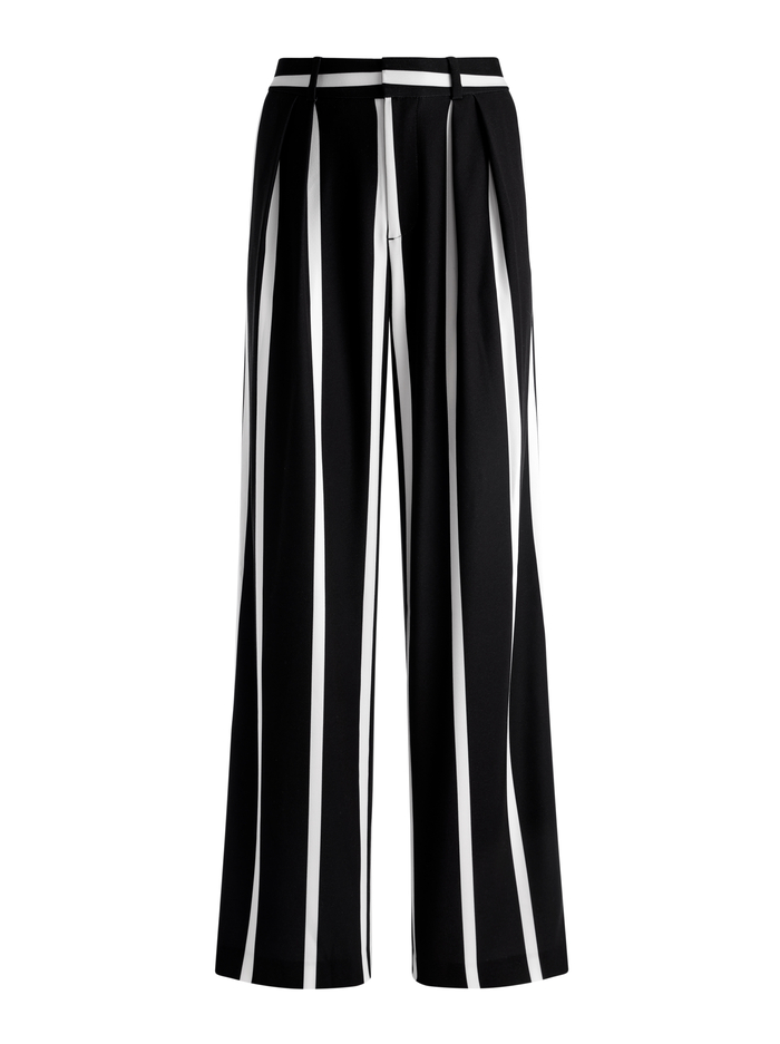 POMPEY HIGH WAISTED PLEATED PANTS - MODERN VERTICAL STRIPE BLK/OWT image 5 - Alice And Olivia