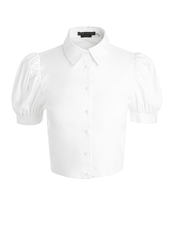 WILLA CROPPED PUFF SLEEVE BUTTON DOWN - OFF WHITE image 5 - Alice And Olivia