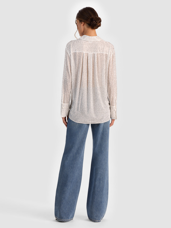 OFF WHITE-FINELY EMBELLISHED OVERSIZED BUTTON DOWN