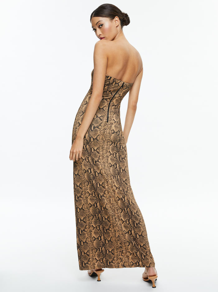 DELORA STRAPLESS MAXI DRESS - CAMEL/BLACK SNAKE image 2 - Alice And Olivia