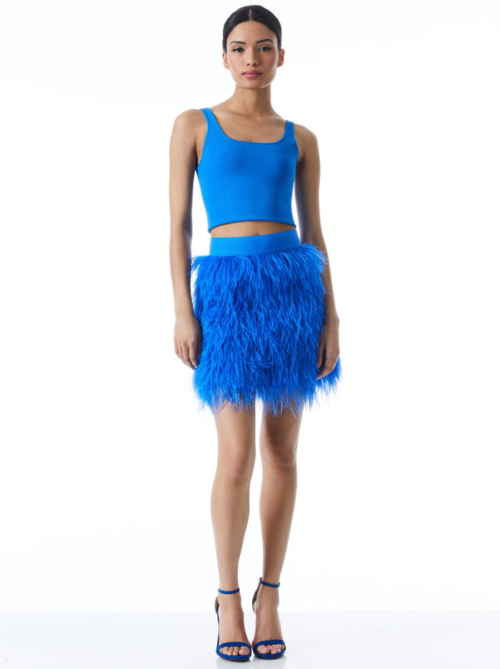 CINA FEATHER SKIRT - PALACE BLUE image 2 - Alice And Olivia
