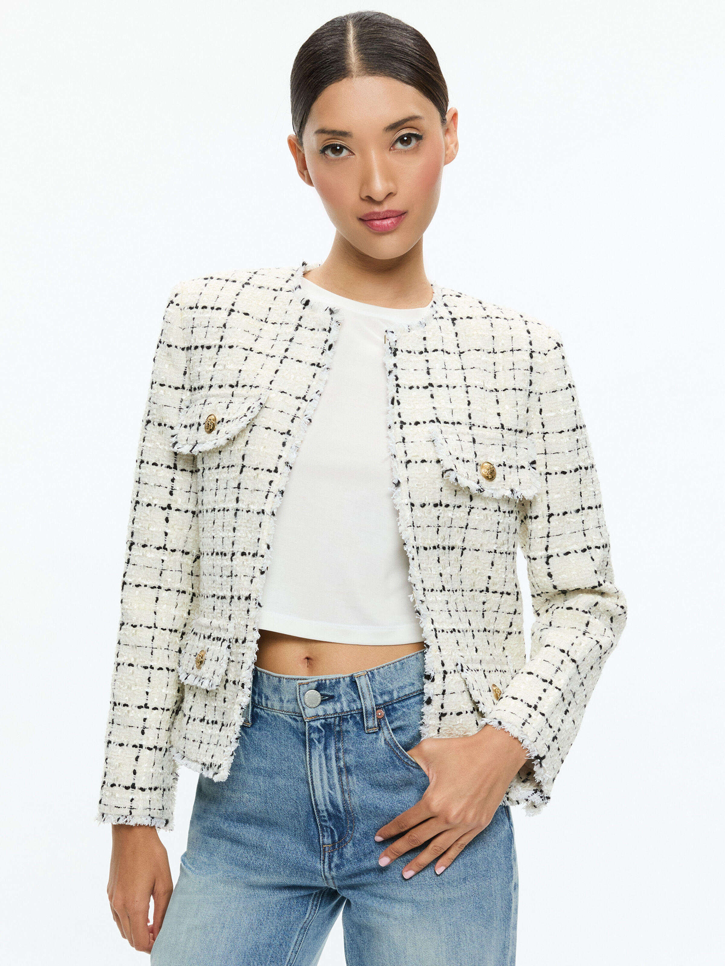 Alice and olivia white jacket sales