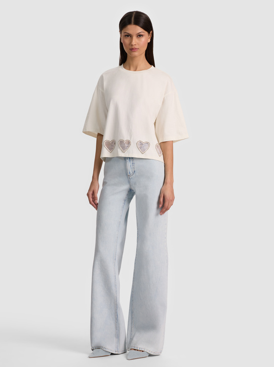 OFF WHITE-EVAN HEART CUTOUT TEE