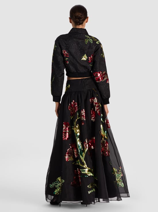 SOFT TULIP BLACK-EDMOND EMBELLISHED VARSITY JACKET