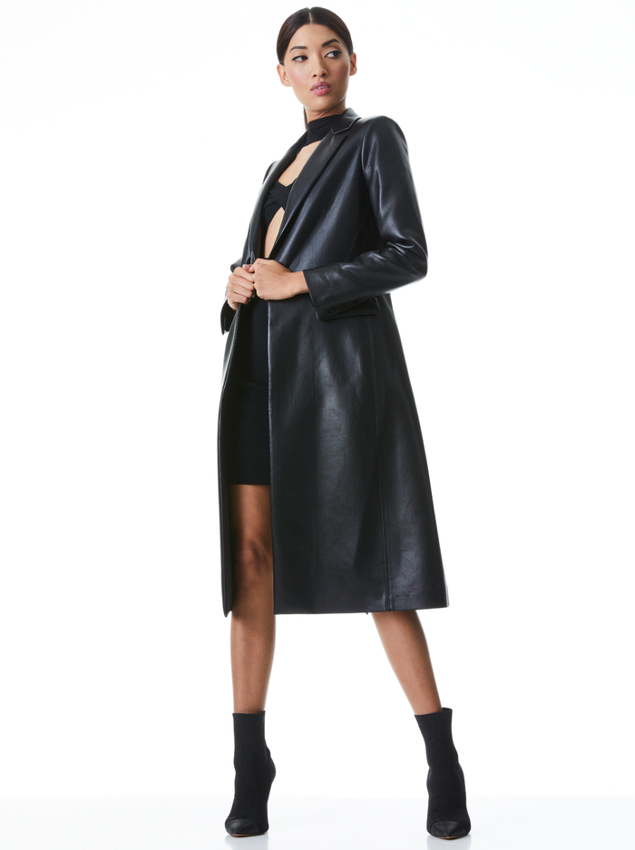 MACEY VEGAN LEATHER LONG BLAZER - BLACK image 4 - ALICE + OLIVIA