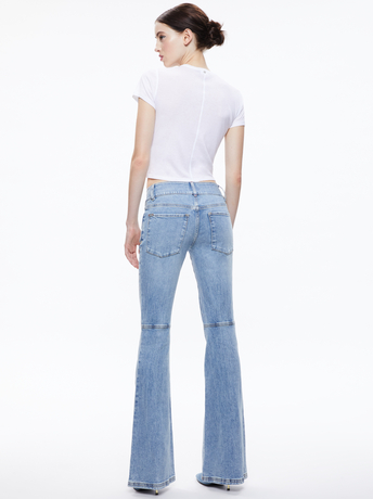 BAY BLUE-STACEY LOW RISE BELL BOTTOM JEAN
