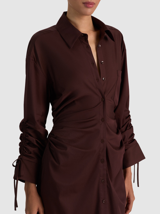 DARK CHOCOLATE-DENISE MIDI SHIRT DRESS