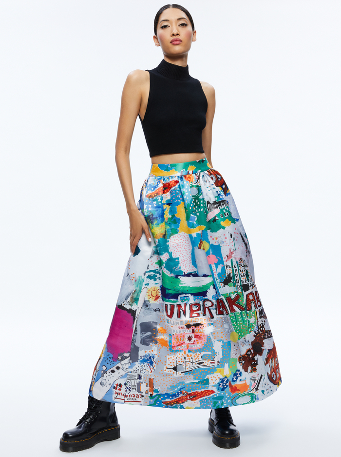 A+O X BASQUIAT TINA TEA LENGTH SKIRT - UNBREAKABLE image 4 - Alice And Olivia