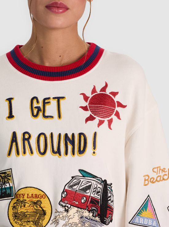 I GET AROUND-RUSSELL EMBROIDERED CREWNECK SWEATSHIRT