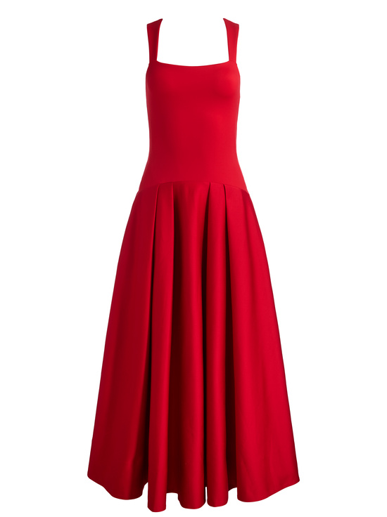 PERFECT RUBY-ADLEY DROP WAIST MIDI DRESS