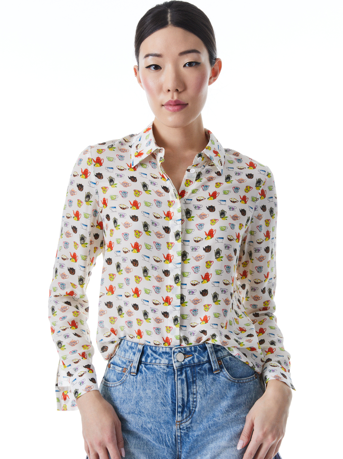 WILLA PLACKET TOP - TEA PARTY - Alice And Olivia