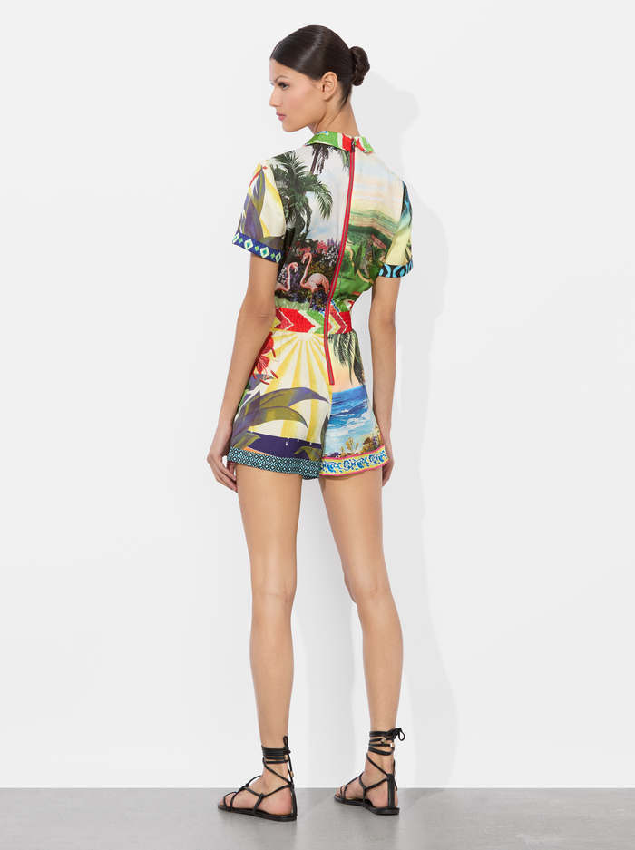 LEIGHTON PAJAMA ROMPER - ISLAND DREAMS MULTI image 2 - Alice And Olivia
