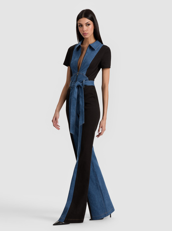 BLACK/LIANA BLUE-GORGEOUS DENIM JUMPSUIT