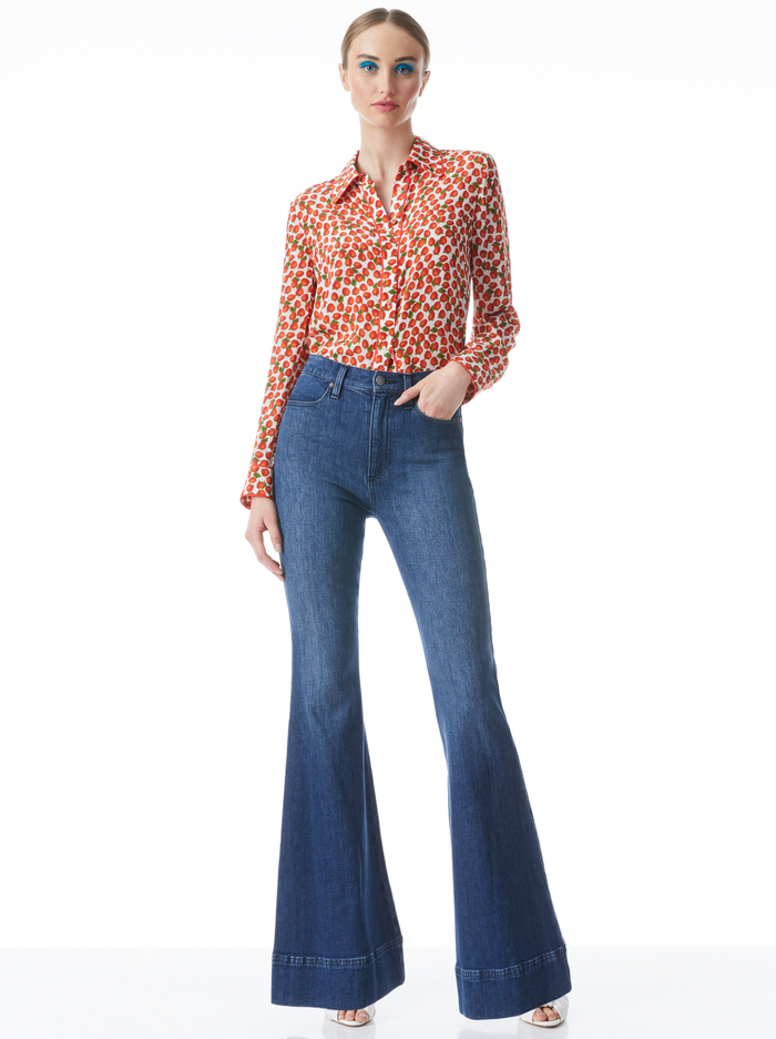 WILLA SILK BLOUSE - STRAWBERRY JAM SOFT WHITE image 4 - Alice And Olivia