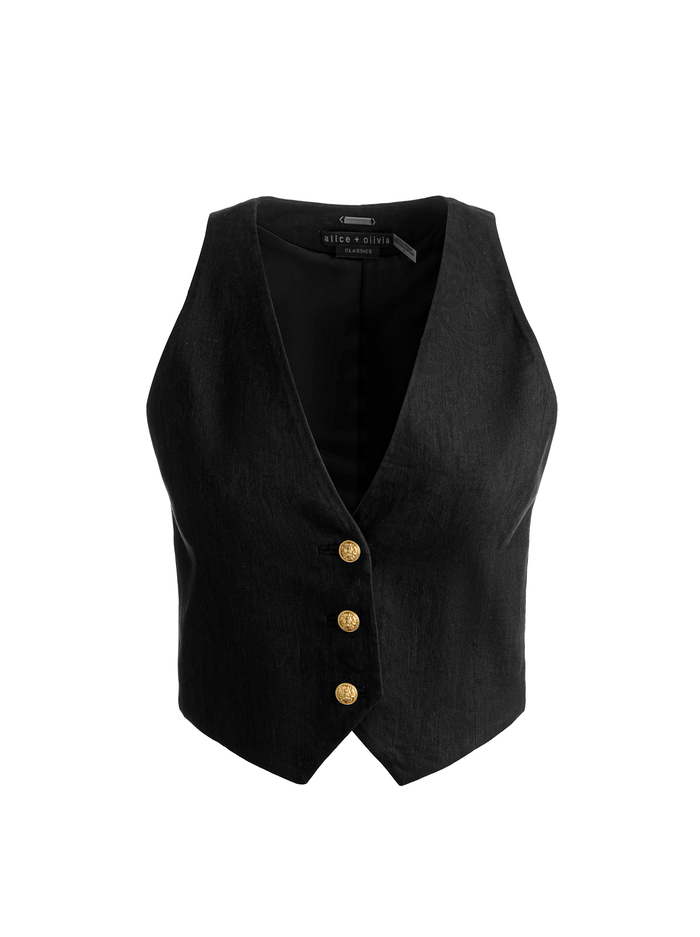 DONNA LINEN VEST - BLACK image 6 - ALICE + OLIVIA