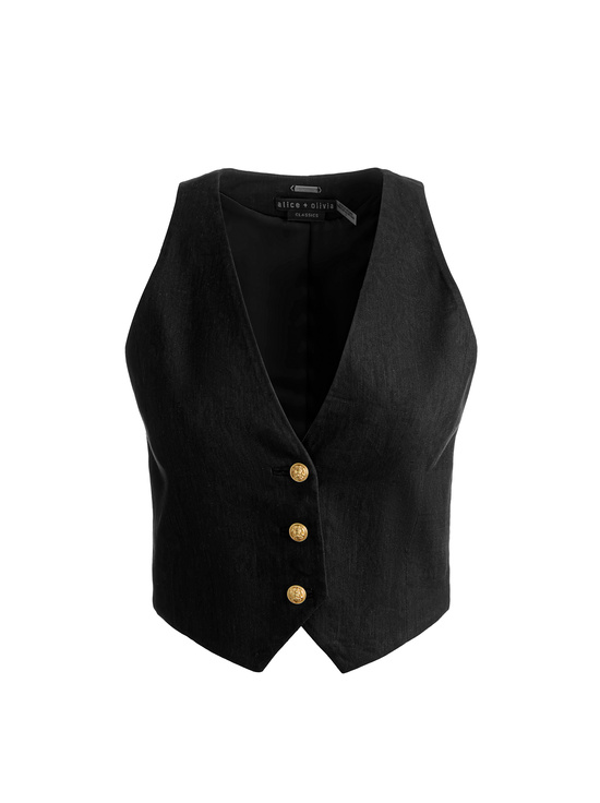 BLACK-DONNA LINEN VEST