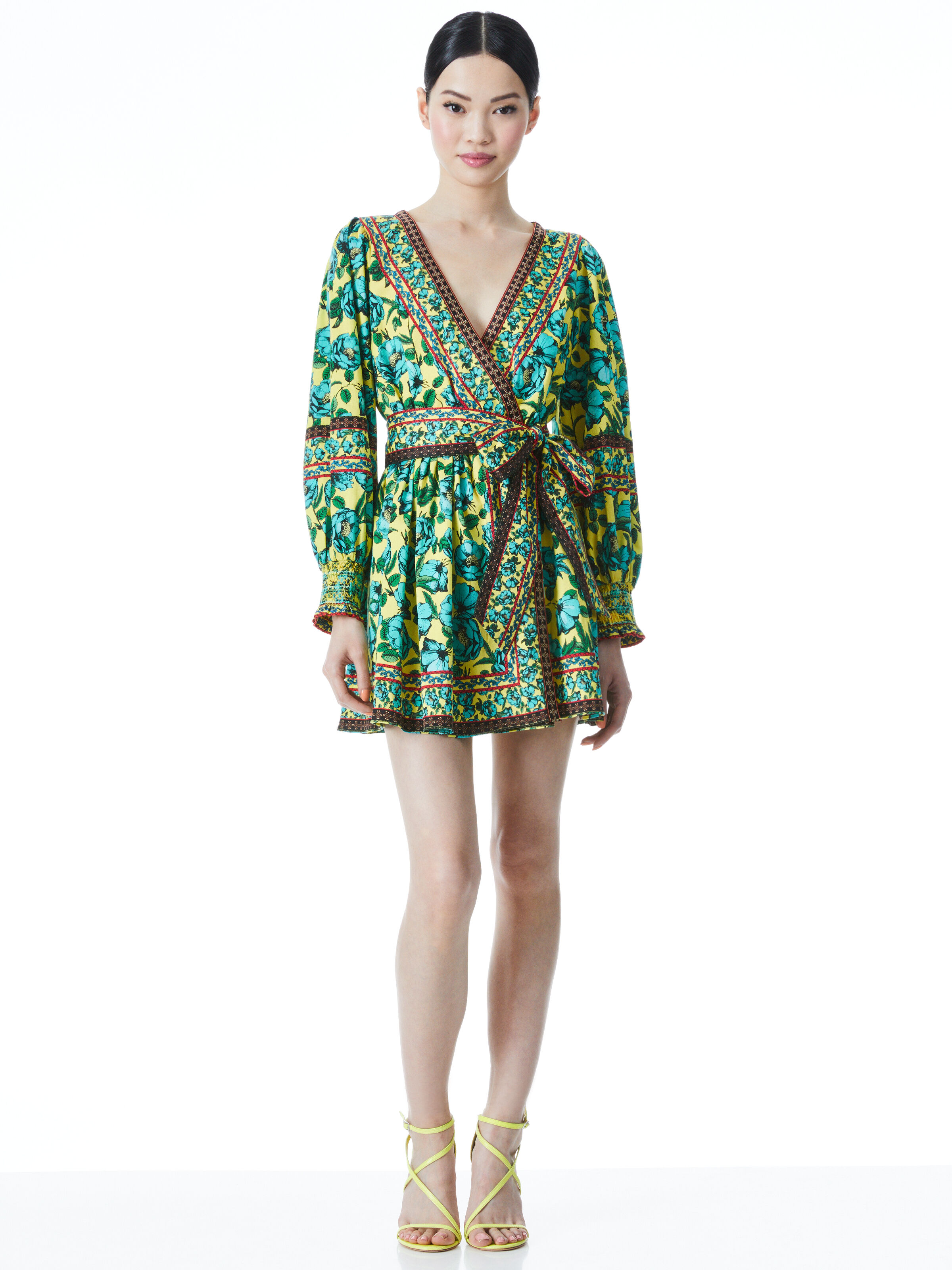 green mini wrap dress