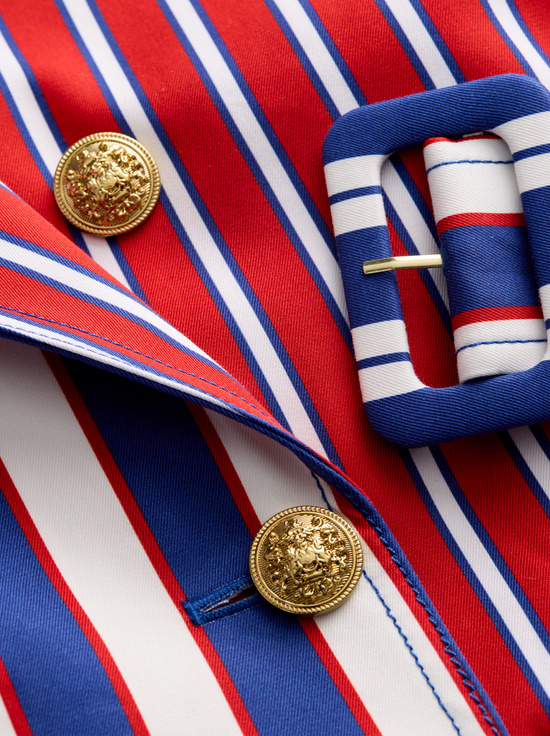 TWILGHT BLU/CHIL PEP MIX STRIP-KEITH CROPPED TRENCH