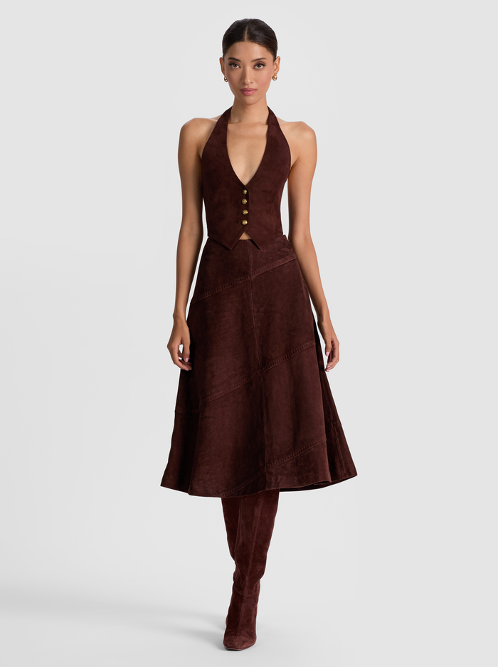 CROSBY SUEDE VEST - DARK CHOCOLATE image 4 - Alice And Olivia
