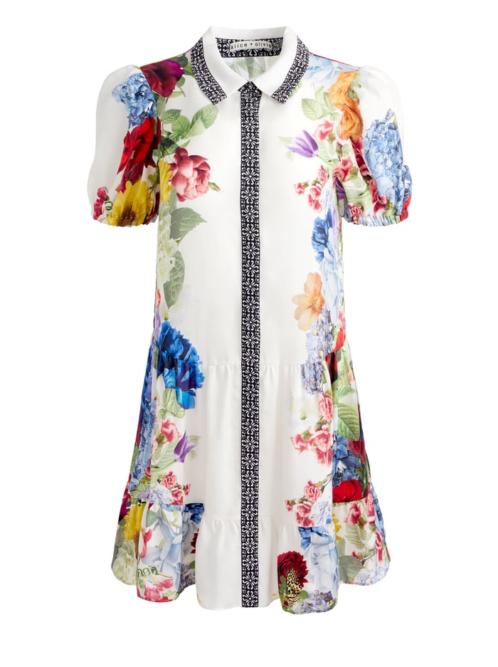 CLAIRE MINI DRESS - GARDEN BRUNCH OFF WHITE image 6 - Alice And Olivia