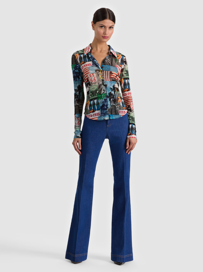 JADE MESH BUTTON DOWN - OPEN ROAD image 1 - ALICE + OLIVIA