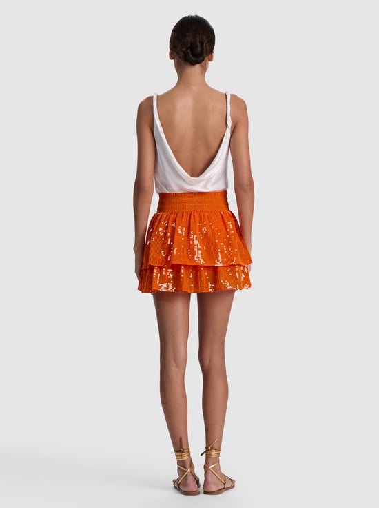 ORANGE PEEL-BETHIE SEQUIN MINI SKORT